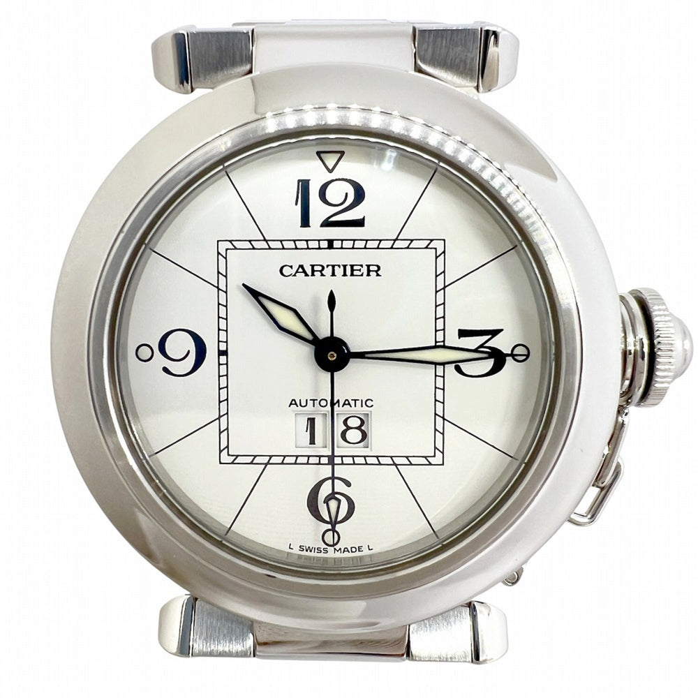 Cartier Pasha C Big Date Stainless Steel White Dial W31055M7 Automatic Watch for Women and Men — Very Good