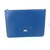 Salvatore Ferragamo Gancini pouch with strap clutch bag leather men's blue — Like New