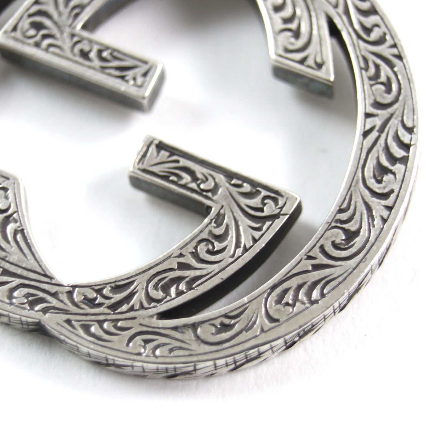 GUCCI 524890 Arabesque Interlocking G Textured Long Chain Necklace, AG925 Silver, with Box and Dust Bag, Made in Italy, Men's