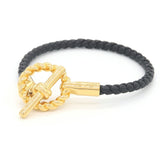 Hermes Glenan Godronne Bracelet H100127 Black Veau Swift Leather Women's HERMES — Like New