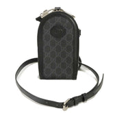 Gucci GG Supreme Shoulder Bag with Phone Holder, Double G Design, 2-Way, Interlocking G, Black, 724357 92TCF 1000, Men's/Women's — Like New