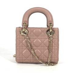 CHRISTIAN DIOR M0505ONGE_M50P Lady CHRISTIAN DIOR Cannage Chain Shoulder Bag Crossbody Bag Hand Bag Pink BeigeBased — Like New