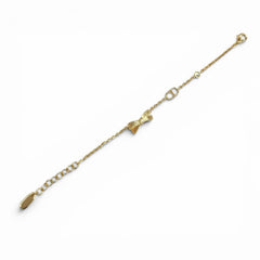 Christian Dior DIOR B3335 WOMCY CD Bow (Current Model) - 17cm total length, ribbon rhinestone bracelet, gold, women's, with box and dust bag — Like New