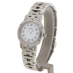 Hermes Clipper Date CL4 210, light blue dial, stainless steel, quartz movement, approximately 24mm, women's watch — Good