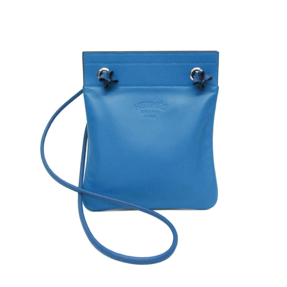 Hermes Aline Mini H082365CKAA Women's Agneau Milo,Swift Leather Shoulder Bag Blue — Like New