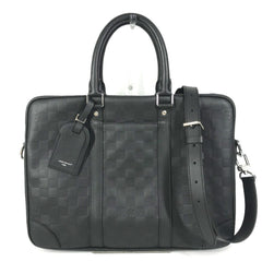 LOUIS VUITTON N40444 Damier Infini Porte Documents Voyage PDV Bag 2-Way Shoulder Handbag Business Leather Men's Women's Onyx Black — Like New