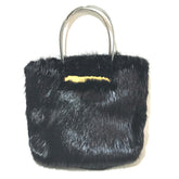Balenciaga cable bag fur tote Hand Bag Black — Like New