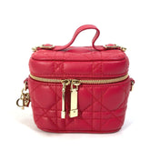 CHRISTIAN DIOR S0918ONMJ LADY CHRISTIAN DIOR LADY DIOR 2WAY Shoulder Bag Hand Bag Vanity bag RedBased — Like New