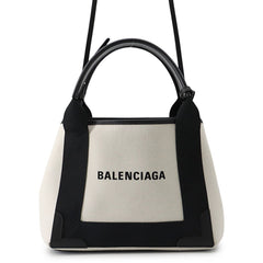Balenciaga handbag Navy Cabas XS 390346 BALENCIAGA 2-way White Black — Like New