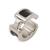 HERMES Olympe PM Ear Cuff Hook Clip Metal Box Calf Leather Silver Black — New - Store Return