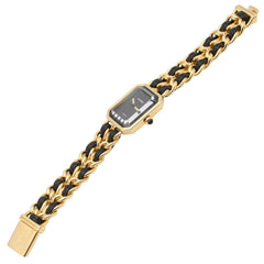 Chanel CHANEL Première M Wristwatch, Gold Plated (GP), Leather Strap, Women's, Black, H0001 — Very Good