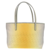 Fendi Zucchino Pattern 8BH099 Nylon Canvas Leather Yellow Gray Tote Bag 0551FENDI — Like New