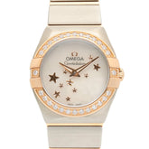 Omega Constellation Star Blue Diamond Bezel Watch, 18K Pink Gold (PG) Stainless Steel, Diamond, Ladies', White/White Mother-of-Pearl, 123.25.24.60.05.002 — Very Good