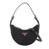 Prada Arque Small 2-way Hand/Shoulder Handbag, Nylon and Leather, Black, 1BC194, Gold Hardware — New - Store Return
