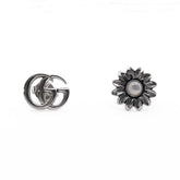 GUCCI Double G Logo Flower Earrings GG SV925 Shell Silver Women's — Like New