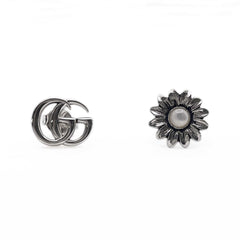GUCCI Double G Logo Flower Earrings GG SV925 Shell Silver Women's — Like New