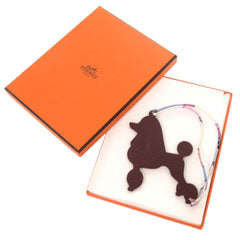Hermes Petit H Toy Poodle Leather Brown Green Accessory Bag Charm 0194 HERMES — Like New