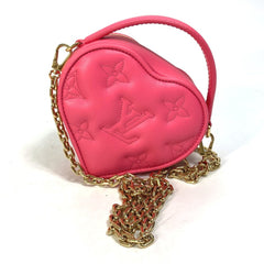 LOUIS VUITTON M81893 Monogram Bubblegram Pop My Heart Pouch Chain 2-Way Bag Handbag/Shoulder Leather Women's Dragon Fruit Pink Like New — Like New