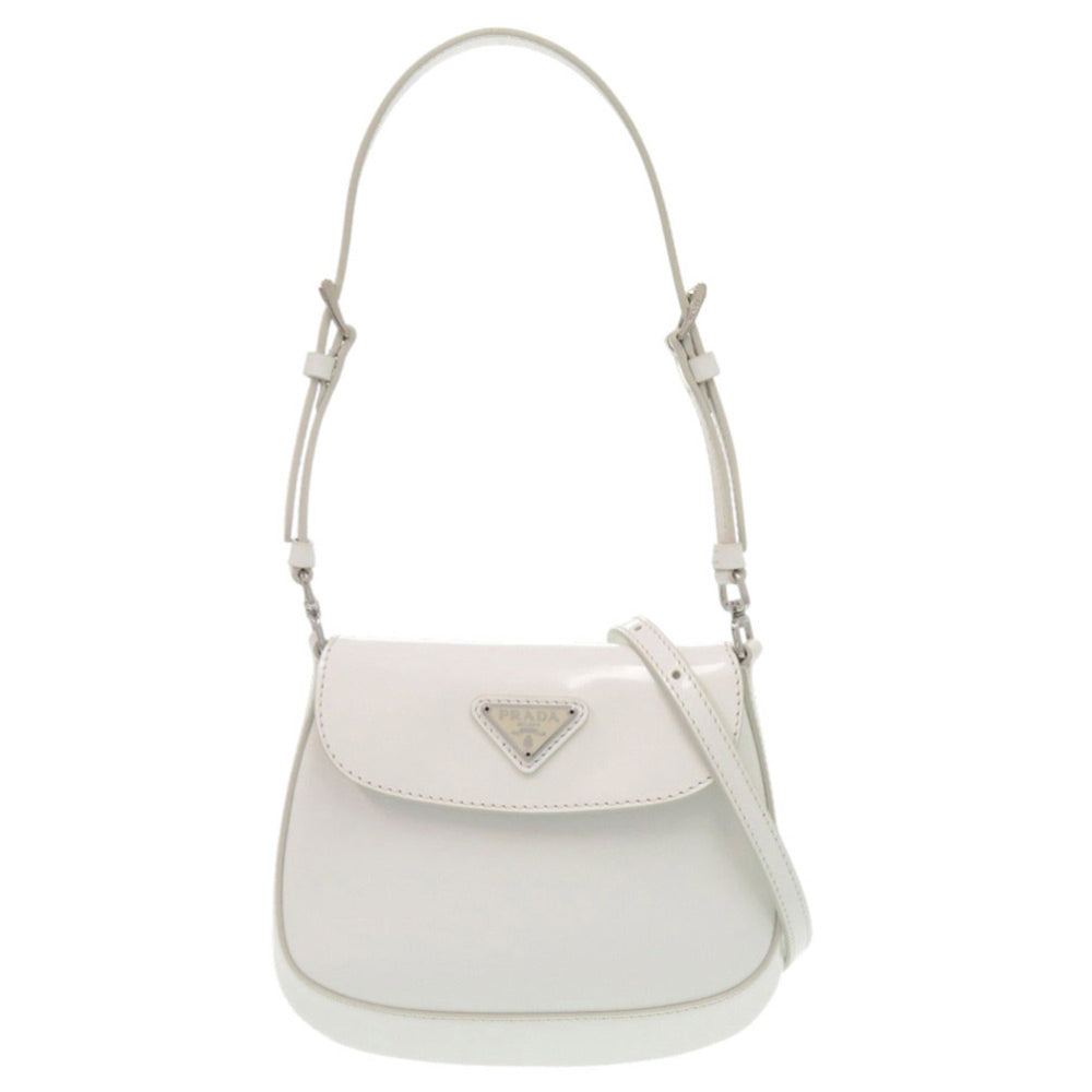 Unused Prada SPAZZOLATO 1BH188 Triangle Logo Leather White 2-Way Shoulder Bag 0372PRADA — New - Store Return
