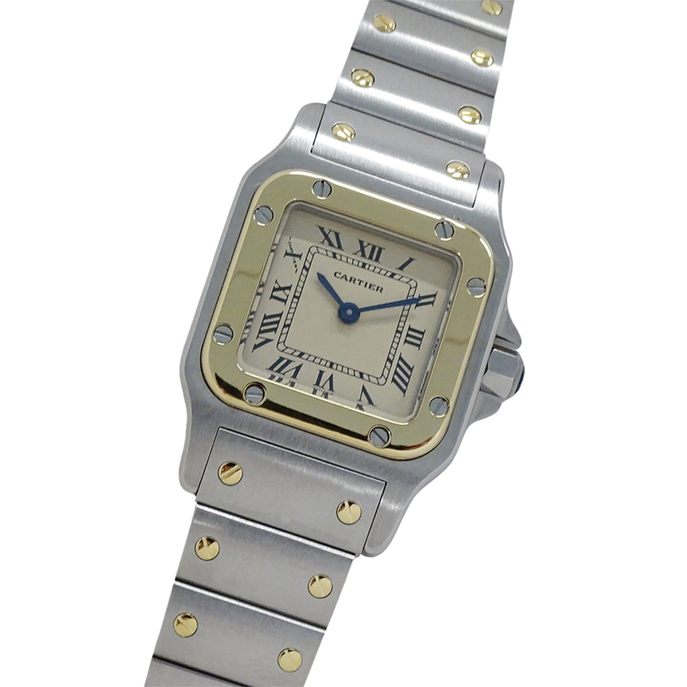 Cartier women's watch, Santos Galbee SM, quartz movement, stainless steel (SS), gold (YG), W20012C4 — Good