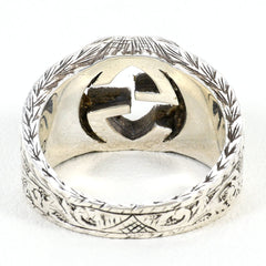 Gucci silver ring with interlocking G arabesque design, total weight 14.0g, jewelry — Like New