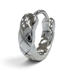 CHANEL J12687 Coco Crush Collection Single Mini Hoop Earrings AU750 (WG) White Gold, Weight 1.72g, Women's — Like New