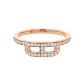 Hermes Link d'Hermès Ring, 52 Diamonds (0.22ct total), 18K Pink Gold, Ring Size 50 — Like New