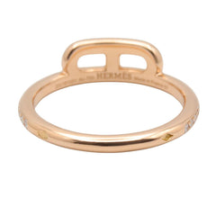 Hermes Link d'Hermès Diamond Ring, 18K Pink Gold (PG), Clear/Gold Tone, Women's H121673B — Like New