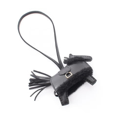 Hermes Rodeo PM Robeoplash Charm Accessory, Wool Agneau Milo, Veau Swift, Women's, Black — New - Store Return