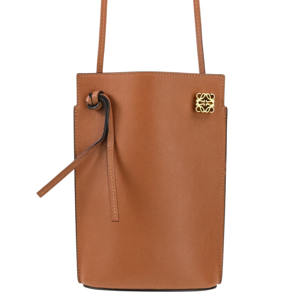 LOEWE Anagram Dice Pocket Leather Shoulder Bag 062304 Brown Women's — Like New