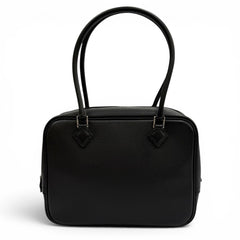 HERMES Plume Mini 20 Black Veau Epsom Leather Silver Hardware Logo Zip Handbag □M Stamp Made in France Women's — Like New