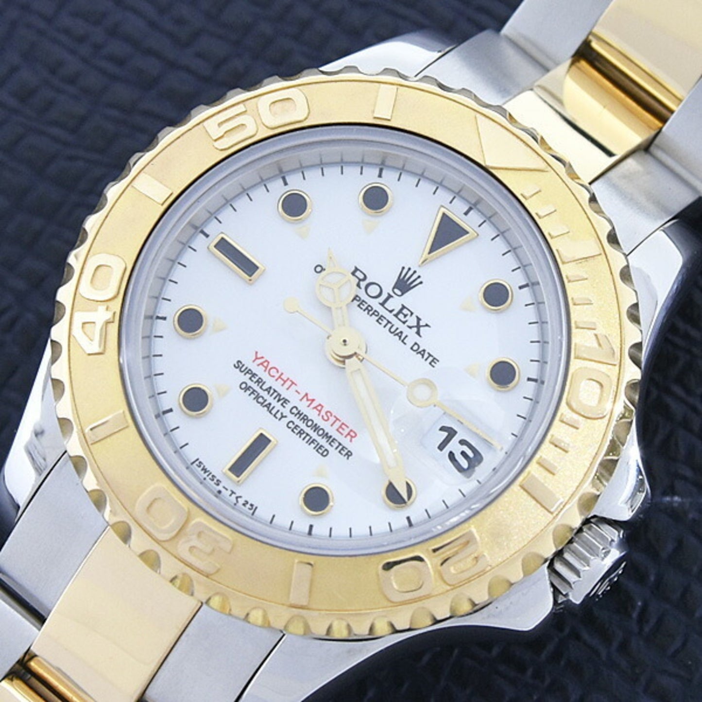 Rolex Women's Yacht-Master T-Series Automatic Watch with White Dial, Stainless Steel and Yellow Gold, Model 69623