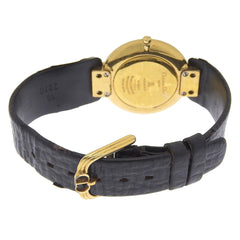 Christian Dior Bakira Watch 47.153-4 Gold Plated x Leather Strap Quartz Analog Black Dial Women's — Good