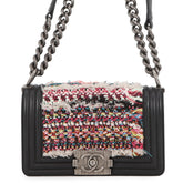 Chanel Chain Shoulder Bag Boy Small Matelassé Coco Mark Lambskin Tweed CHANEL Black Handbag Women's — Like New