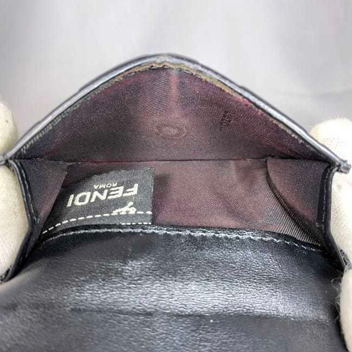 Fendi Tri-fold Wallet Black Brown F Is 8M0395 ec-20445 Compact Zucca Leather FENDI FF Women Men