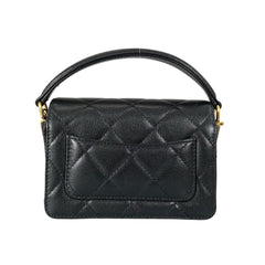 Chanel CHANEL Handbag Flap Bag Caviar Skin Matelassé Handle Mini Leather AS5164 Black — Like New
