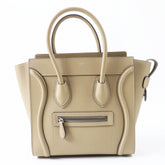 CELINE 18979 Luggage Micro Shopper Dune Drummed Calfskin Handbag with Dust Bag, Made in Italy, Women's — Like New