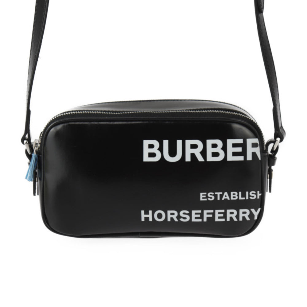 BURBERRY Camera Micro Horseferry Shoulder Bag 8022339 Coated Canvas Leather Black White Crossbody Pochette 2409053010026R1 — New - Store Return