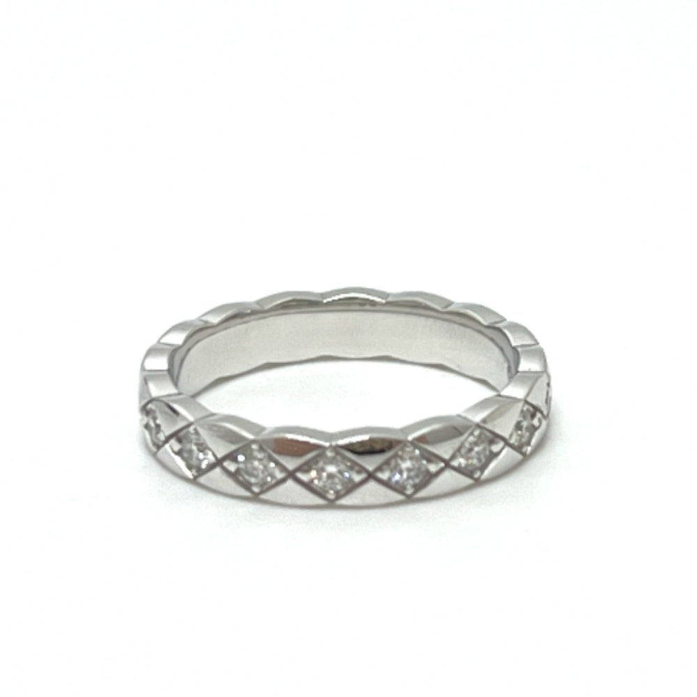 CHANEL J11871 Coco Crush Full Diamond Ring, 18K White Gold, Women's, Silver, Like New — Like New