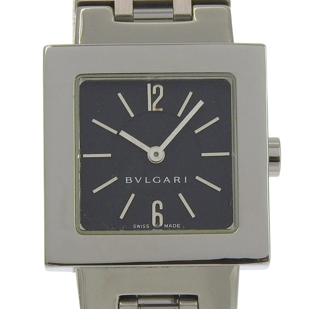Bulgari BVLGARI Quadlard Watch SQ22SS Stainless Steel Black Quartz Analog Dial Women's — Very Good