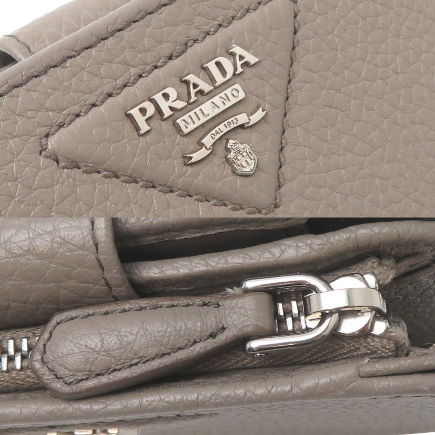 Prada L-shaped zipper wallet, women's bifold 1ML018, leather, gray
