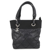 Chanel Paris Biarritz Tote PM Matelassé Coco Mark A34208 CHANEL Black Handbag Women's — Like New
