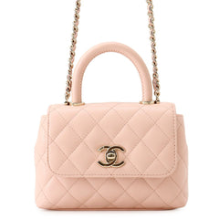 Chanel Matelassé Mini Handbag with Coco Handle, Caviar Skin, AP4244, 2-way Chain Shoulder Bag, for Women, CHANEL — Like New