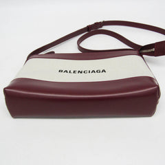 Balenciaga Navy Crossbody Bag 639497 Men,Women Canvas,Leather Shoulder Bag Off-white,Wine — Like New