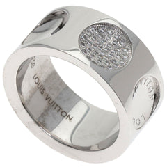 Louis Vuitton Grand Bague Empreinte Diamond Ring #53, 18K White Gold, Women's — Like New