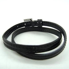 GUCCI bracelet, G, black patent leather, women's, rhinestone, double strand — Like New