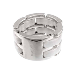 Chanel Ultra #52 Diamond Ring, Large, 18K White Gold, Ceramic 750 — Like New