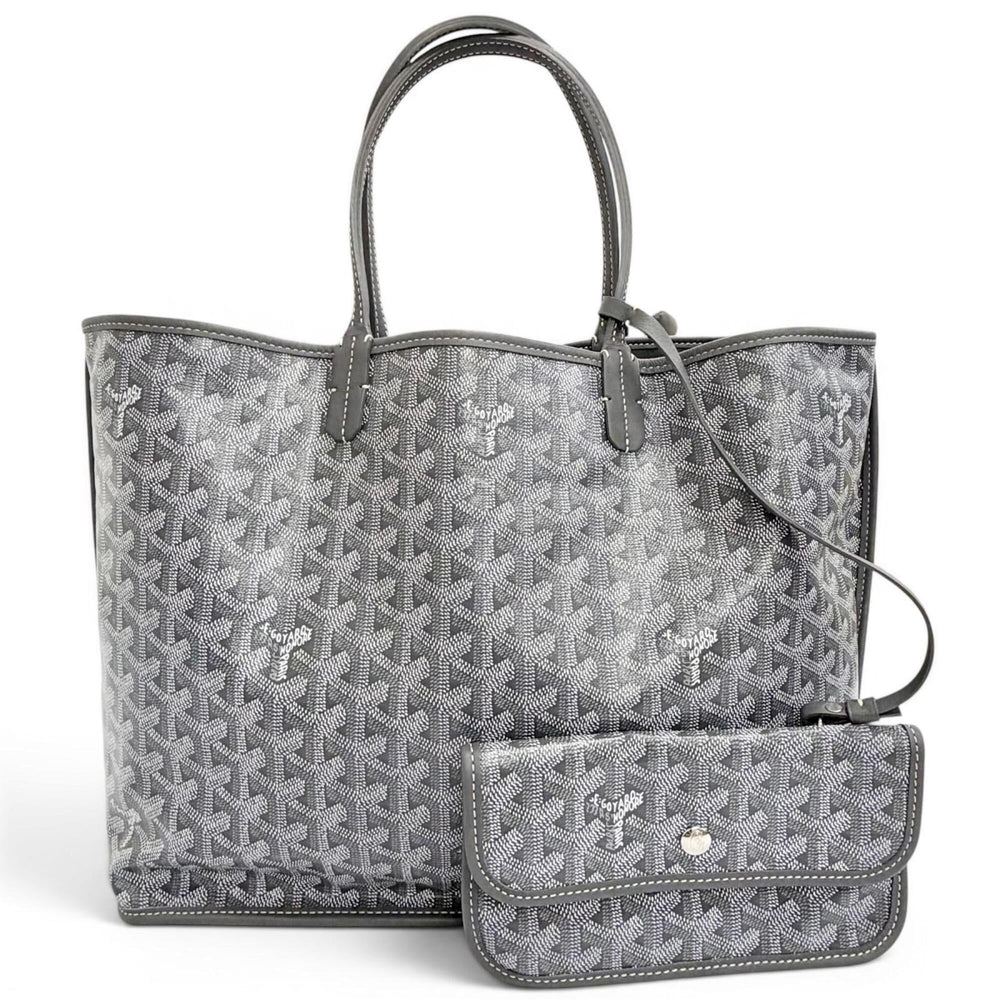 GOYARD Ange PM Tote Bag, Goyardine Canvas with Leather Accents, Comes Pouch, Grey, Made in France, Women's, Includes Dust Bag — Like New