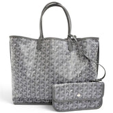 GOYARD Ange PM Tote Bag, Goyardine Canvas with Leather Accents, Comes Pouch, Grey, Made in France, Women's, Includes Dust Bag — Like New