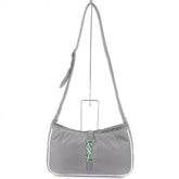 Yves Saint Laurent SAINT LAURENT PARIS 733294 Nylon Cassandra Logo Hardware One-Shoulder Bag, Gray, with Dust Made in Italy, Women's — Like New